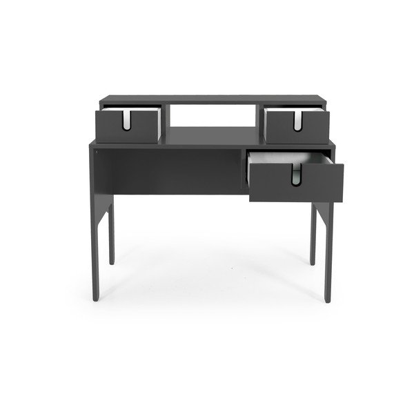 Сиво работно бюро с 3 чекмеджета Uno - Tenzo-image-3