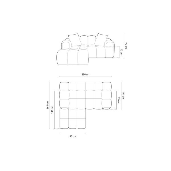 Тъмносин шенилов ъглов диван (ляв ъгъл) Treno – Cosmopolitan Design-image-4