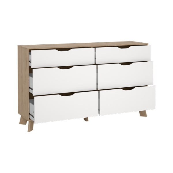 Скрин от дъбов декор в бял и естествен цвят 156x92x40 cm Ikast – Tvilum-image-3