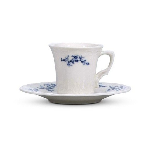 Бяла/синя порцеланова чаша за еспресо 110 ml Retro – BonBistro-image-3