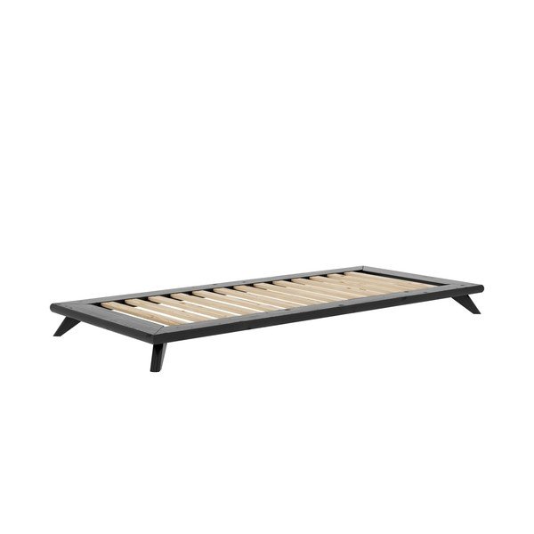 Черно единично легло от масивен бор с матрак Матрак, 90 x 200 cm Senza - Karup Design-image-1