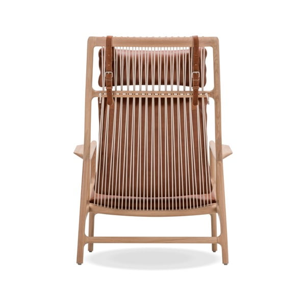 Фотьойл с масивна дъбова конструкция и седалка от коняковокафява биволска кожа Dedo - Gazzda-image-4