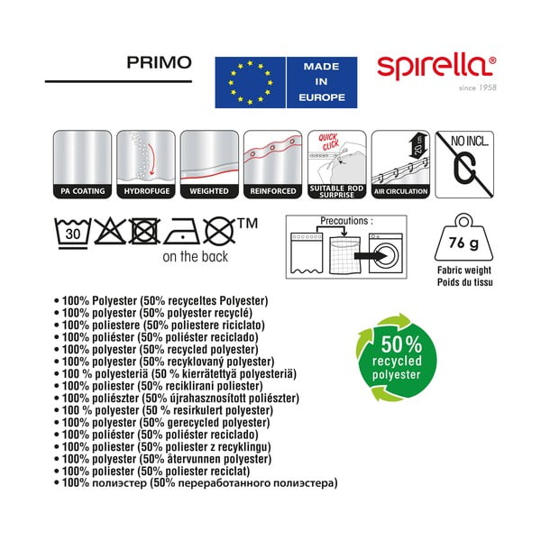 Завеса за душ 180x200 cm Primo – Spirella-image-1