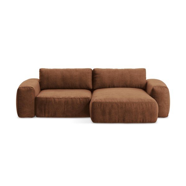 Теракотен шенилов сгъваем ъглов диван (десен ъгъл) Kuki – Makamii