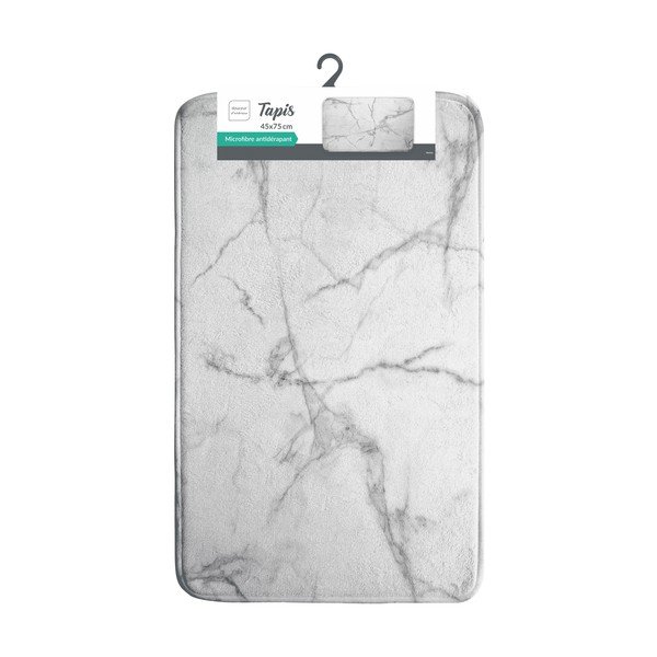 Бял/сив текстилен килим за баня 45x75 cm Marbre – douceur d'intérieur-image-3