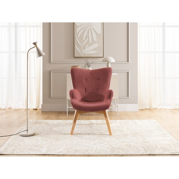 Червено кресло от рипсено кадифе Niko – Ropez-image-1