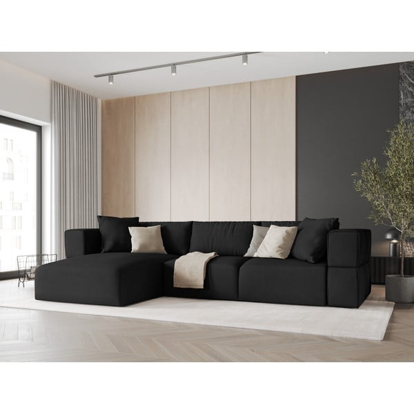 Черен ъглов диван, ляв ъгъл Esther – Milo Casa-image-1