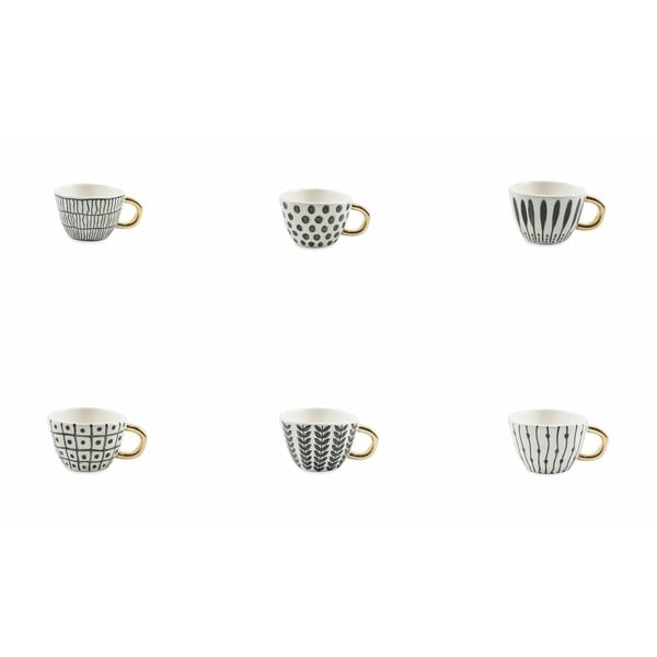 Комплект от 6 черно-бели чаши за кафе от керамика Villa d'Este Masai, 45 ml - Villa d'Este