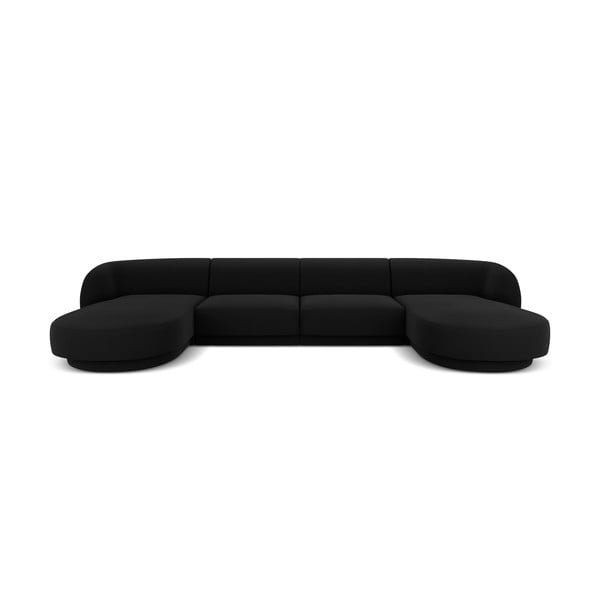 Ъглов диван от черно кадифе (U-образен) Miley - Micadoni Home
