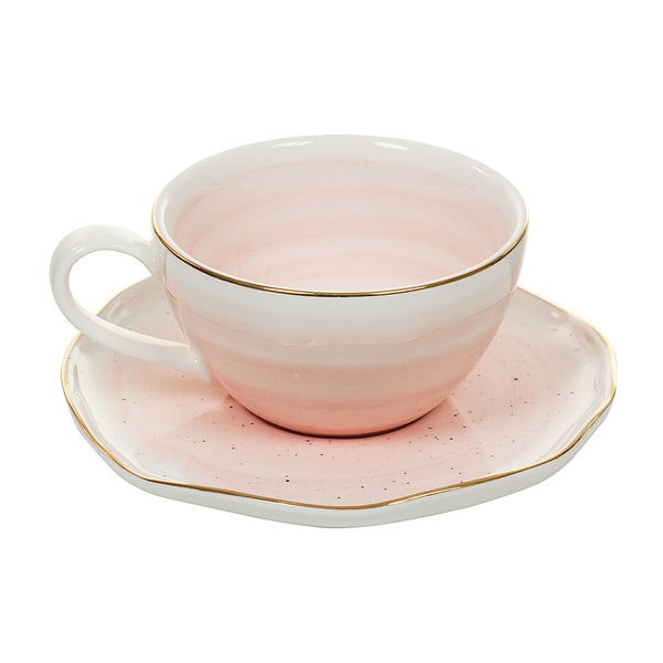 Růžový porcelánový šálek s podšálkem Santiago Pons Bol
