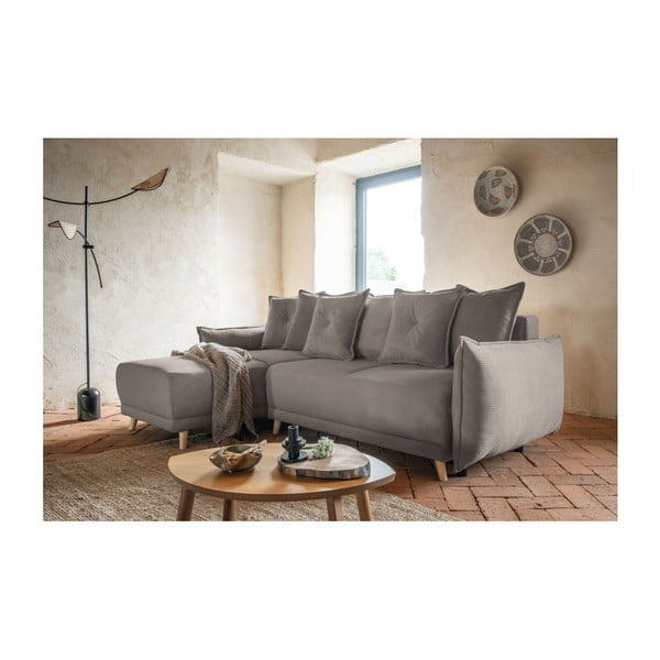 Светлокафяв велурен разтегателен диван (променлив) Lazy Lukka - Miuform-image-1