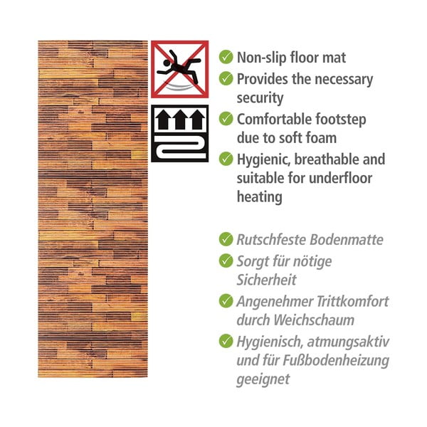 Кафява пластмасова постелка за баня 65x200 cm Lambris - Wenko-image-4