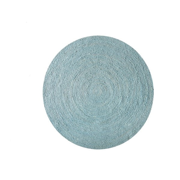 Килим от юта, кръг "Синя вълна", ⌀ 140 cm - Linen Couture