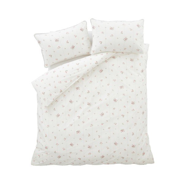 Кремаво единично  спално бельо от памук перкал 135x200 cm Vintage Rosebud Lace – Bianca