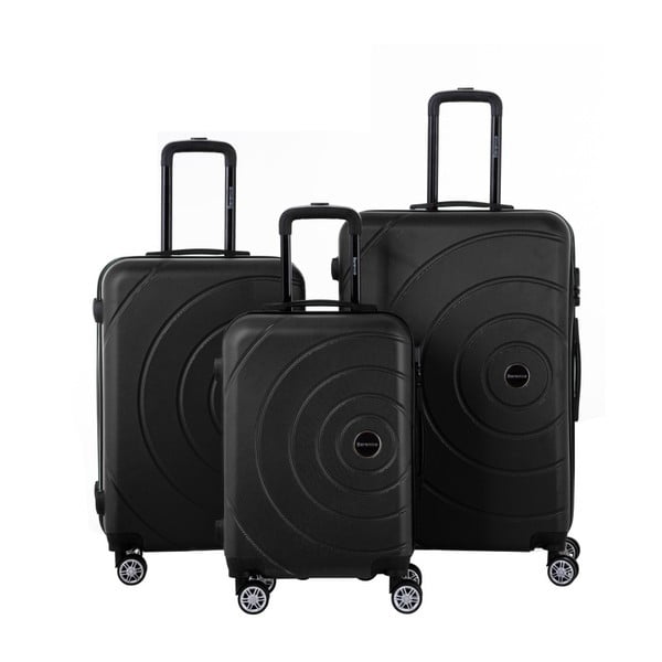 Комплект от 3 черни куфара за пътуване Circle - Berenice