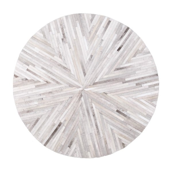 Сив килим от кравешка кожа Patchwork Rug Star, ⌀ 150 cm - Arctic Fur