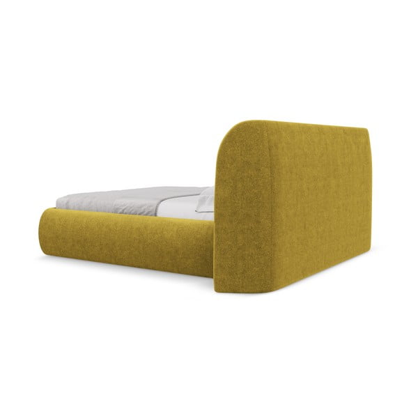 Двойно тапицирано легло с място за съхранение и включена подматрачна рамка 160x200 cm в цвят горчица Hauke – Makamii-image-4