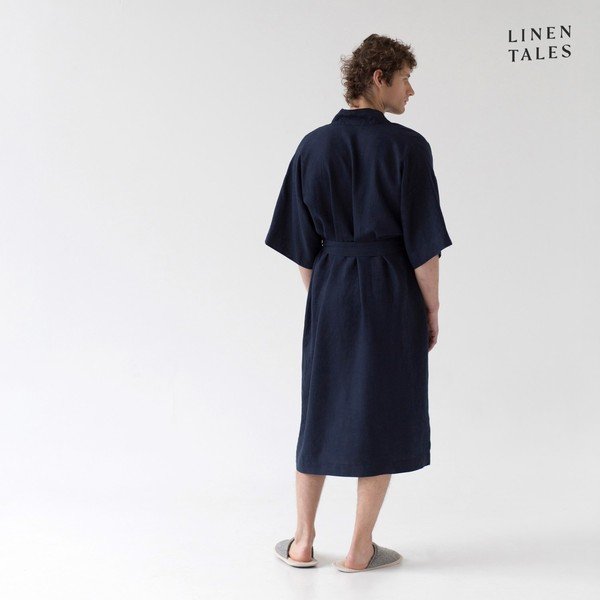 Тъмносин ленен халат размер S/M Summer - Linen Tales-image-2