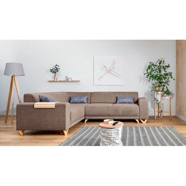 Кафяв разтегателен/с място за съхранение ъглов диван (ляв ъгъл/L форма) Classy Sophie – Miuform-image-1