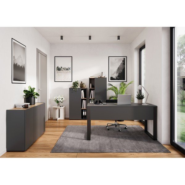 Антрацитна библиотека от декор от дъб  61x110x34 cm Adrano – Germania-image-1