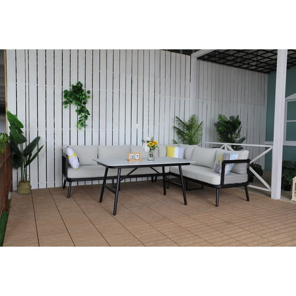 Сив алуминиев градински комплект от за отдих за 5 души Edinburgh – Rojaplast-image-1