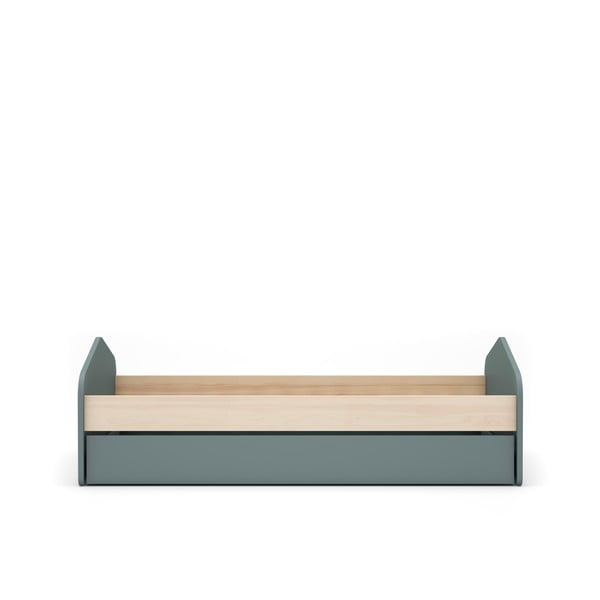 Детско легло 90x200 cm от декор от бор разтегателно с място за съхранение с включена подматрачна рамка в естествен цвят/сиво-зелено Estefania – Marckeric-image-2