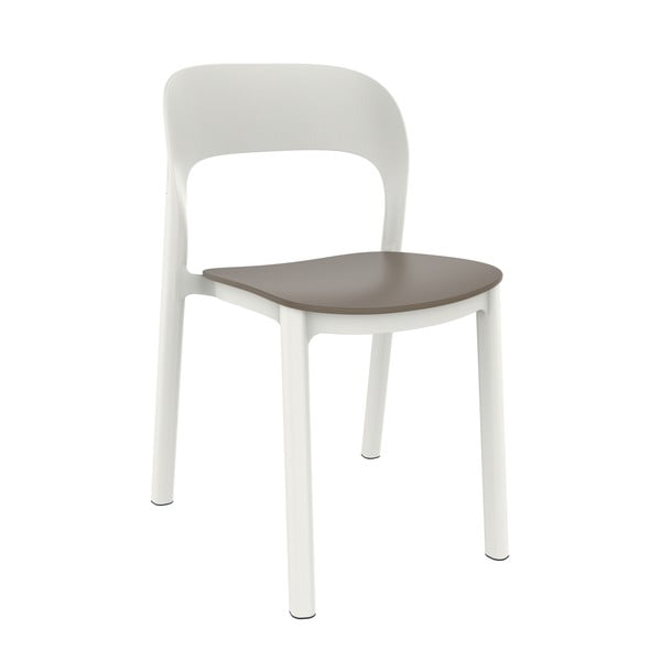 Sada 4 bílých zahradních židlí s hnědým sedákem Resol Ona