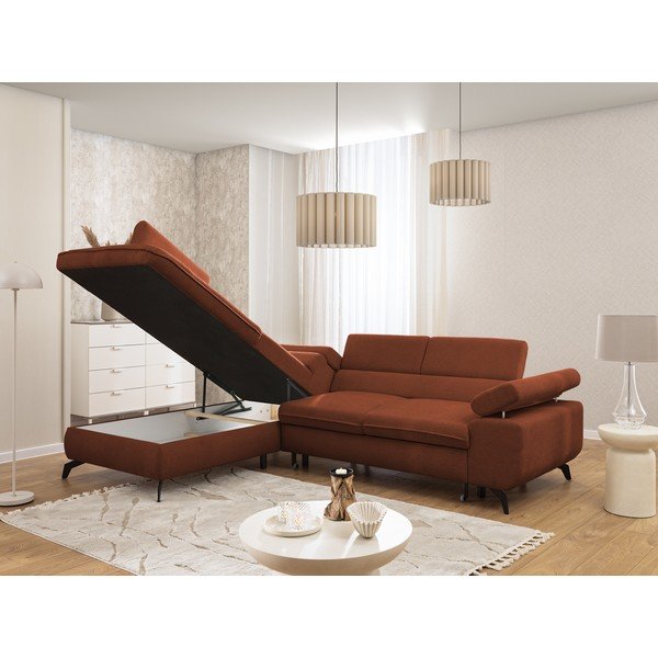 Теракотен шенилов ъглов диван (ляв ъгъл/L форма) Marbeya  – Ropez-image-4