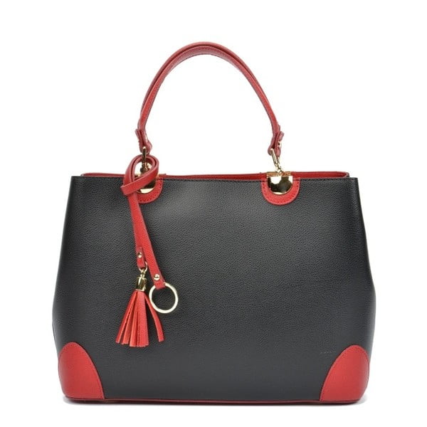 Černá kožená kabelka s červenými detaily Isabella Rhea Gala