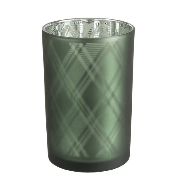 Зелен стъклен свещник "Ромб", ⌀ 12 cm - J-Line