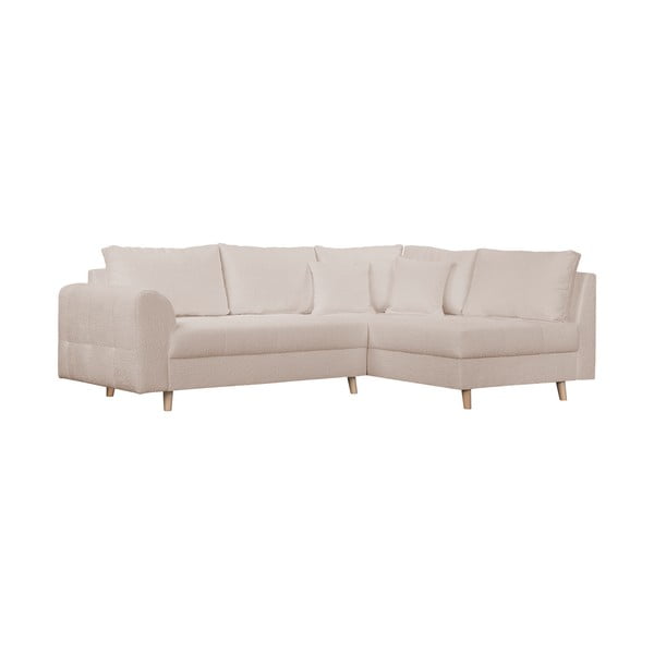 Бежов ъглов диван от плат букле (десен ъгъл) Ariella - Ropez-image-2
