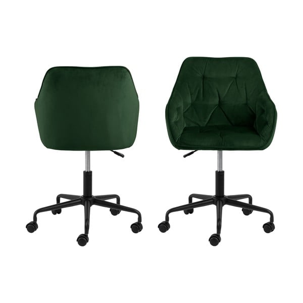 Зелен офис стол с кадифена повърхност Brooke - Actona-image-4