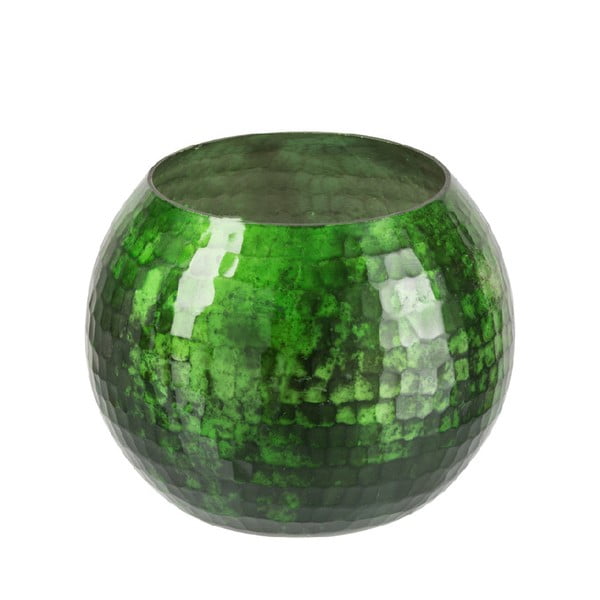 Зелен стъклен свещник Hurricane, ⌀ 13 cm - J-Line