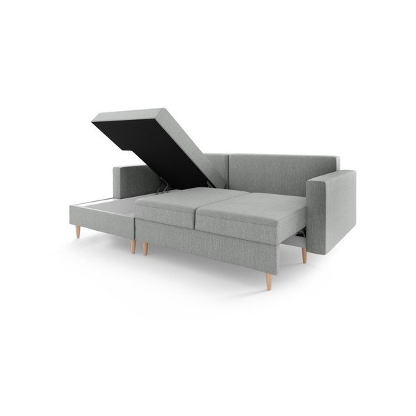 Сив разтегателен диван с място за съхранение Aubrieta, ляв ъгъл - Mazzini Sofas-image-2
