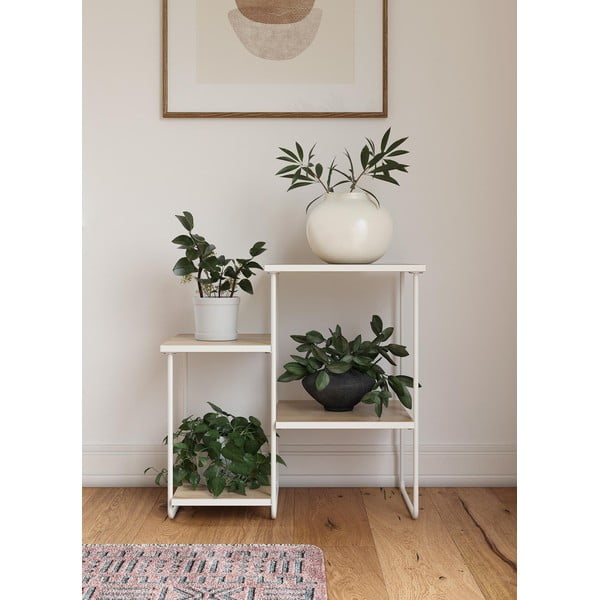 Бяло-в естествен цвят конзолна маса с ясенов плот 35x67 cm Dante – Støraa-image-2