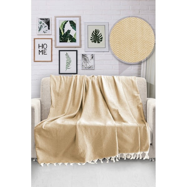 Горчичножълта памучна покривка за легло HN, 170 x 230 cm - Viaden