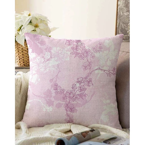 Розова калъфка за възглавница със смес от памук Bloom, 55 x 55 cm - Minimalist Cushion Covers