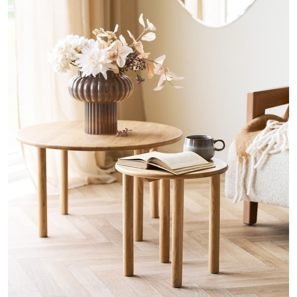 Кръгла масичка за кафе от масивен дъб в естествен цвят ø 70 cm Jena – House Nordic-image-1