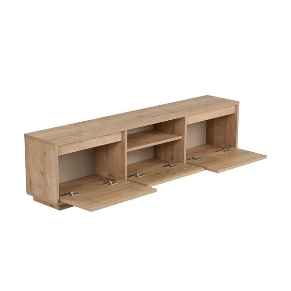 Маса за телевизор от декор от дъб  в естествен цвят 160x42x30 cm Sentinel – Kalune Design-image-4