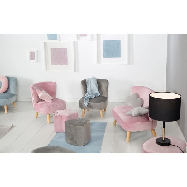 Светлосиво кадифено бебешко столче Lil Sofa - Roba-image-2