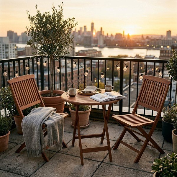 Комплект от 2 балконски стола и маса от евкалиптово дърво ADDU Прага - Garden Pleasure-image-1