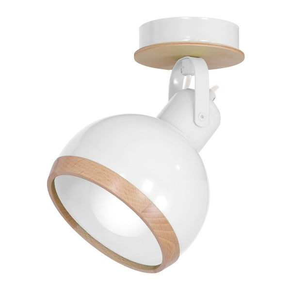 Бяла стенна лампа с дървени детайли Oval - Homemania