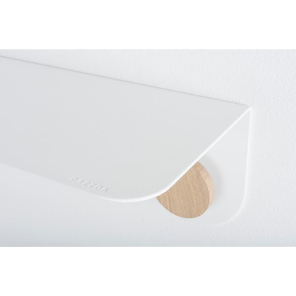 Стенен рафт от бяла стомана с детайли от дъбово дърво с 2 куки , дължина 70 см Hook - Gazzda-image-1