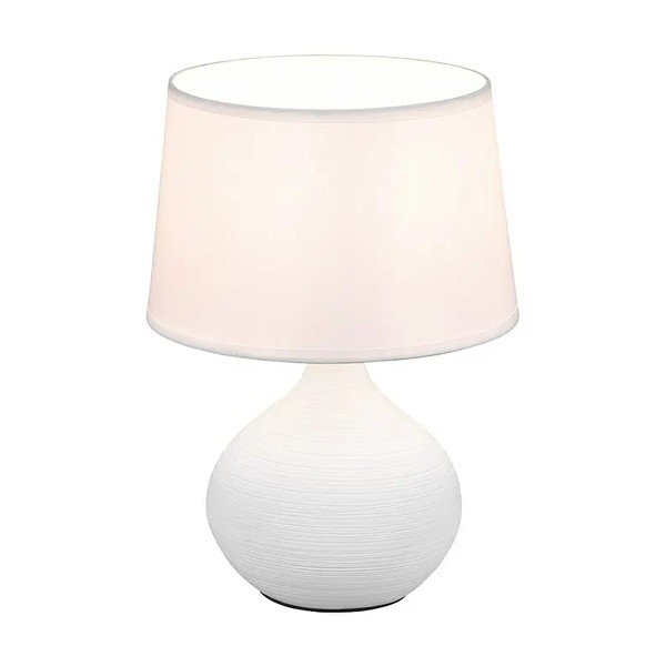 Настолна лампа от бяла керамика и плат, височина 29 cm Martin - Reality-image-2