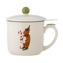 Кремава глинена чаша с коледен мотив с цедка 300 ml Valentin – Bloomingville