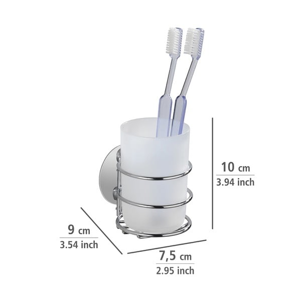 Сив самозалепващ се комплект аксесоари за баня от неръждаема стомана Turbo-Loc – Wenko-image-2
