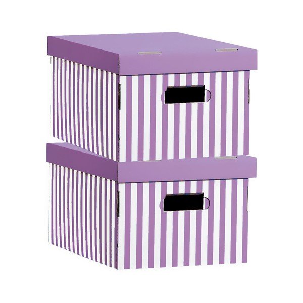 Sada 2 úložných krabic Compactor Purple Stripes