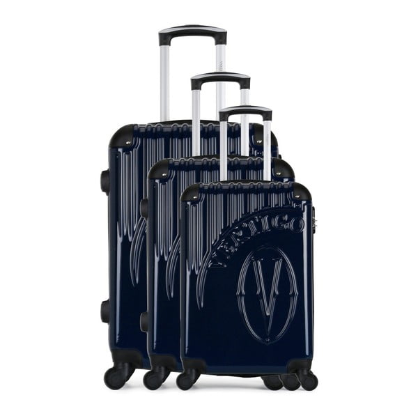 Sada 3 tmavě modrých cestovních kufrů na kolečkách VERTIGO Cadenas Integre