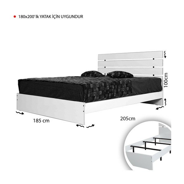 Бяло двойно легло 180x200 cm Fuga - Kalune Design-image-4