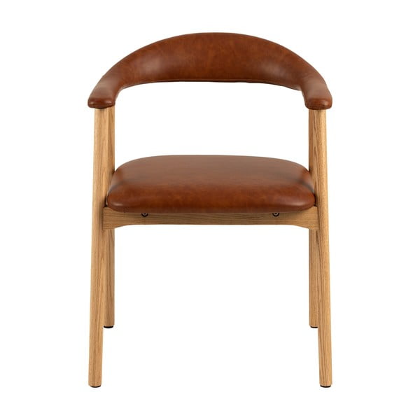 Кафяв коняк/естествен трапезен стол от имитация на кожа Addi – Actona-image-4